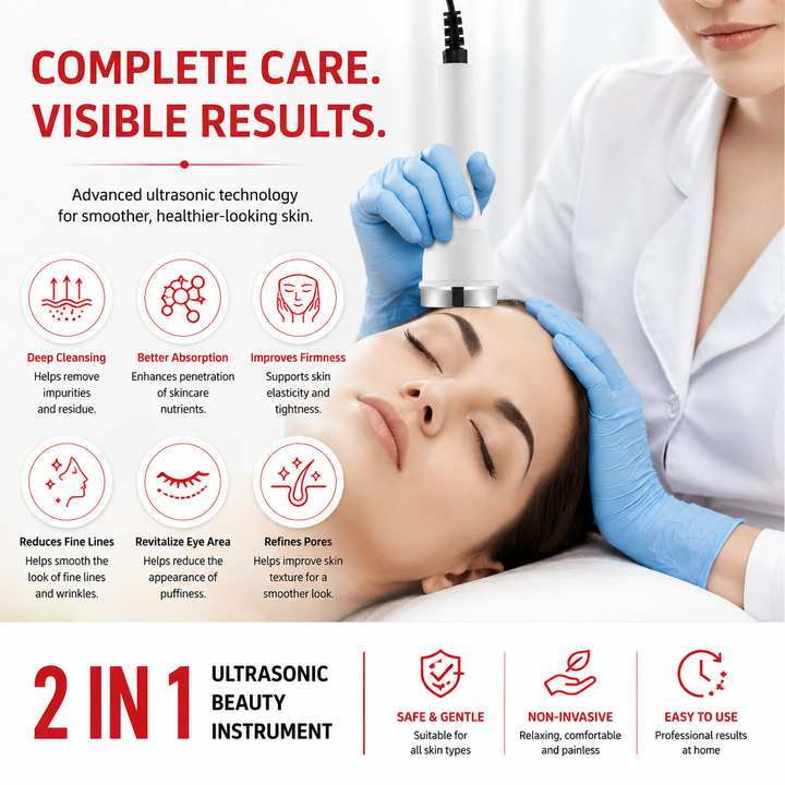 Premium Ultrasound Beauty Machine High Frequency Facial &amp; Eye Massager Ultrasonic Skin Cleansing Device Face Lifting SPA Skin Care Portable Beauty Tool