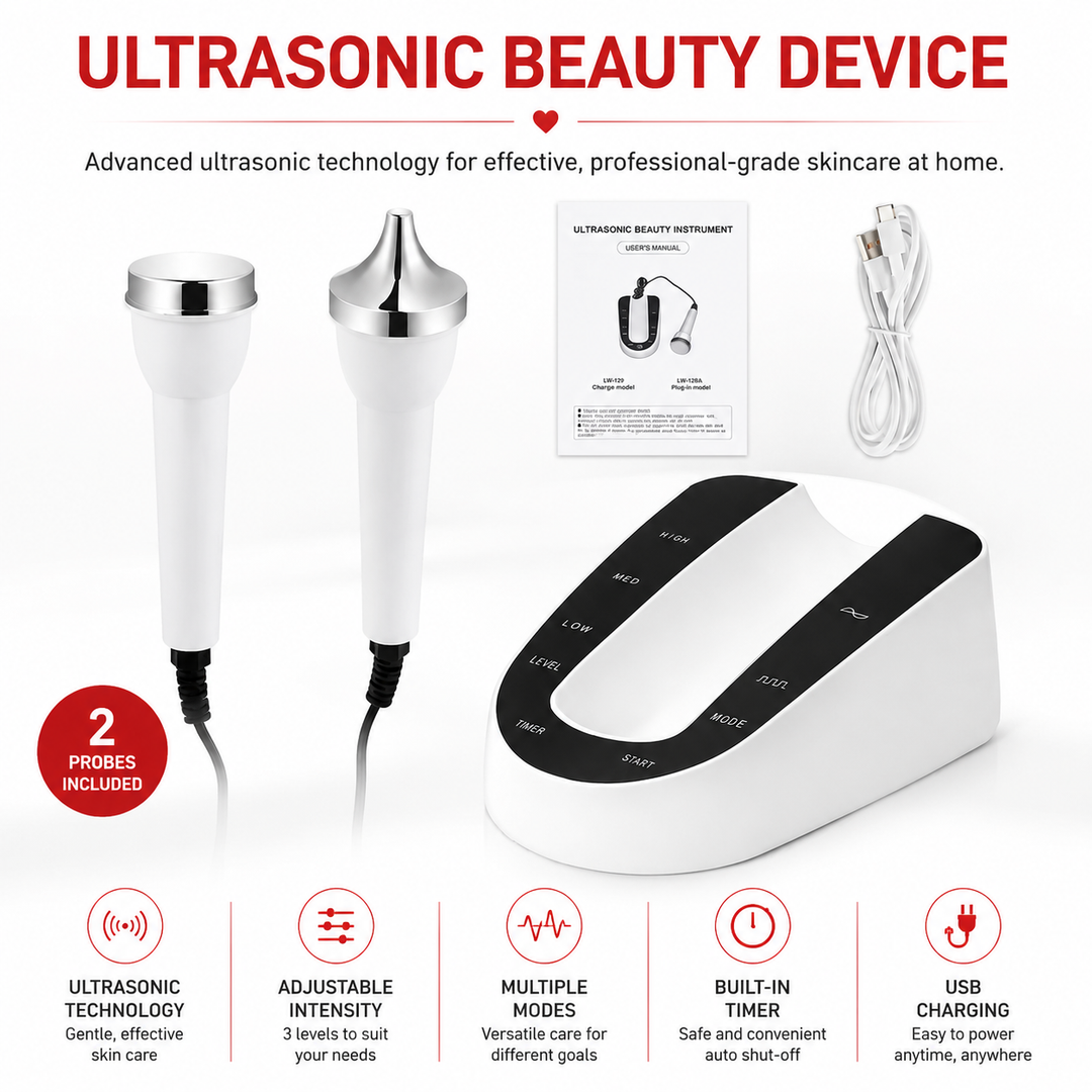Premium Ultrasound Beauty Machine High Frequency Facial &amp; Eye Massager Ultrasonic Skin Cleansing Device Face Lifting SPA Skin Care Portable Beauty Tool