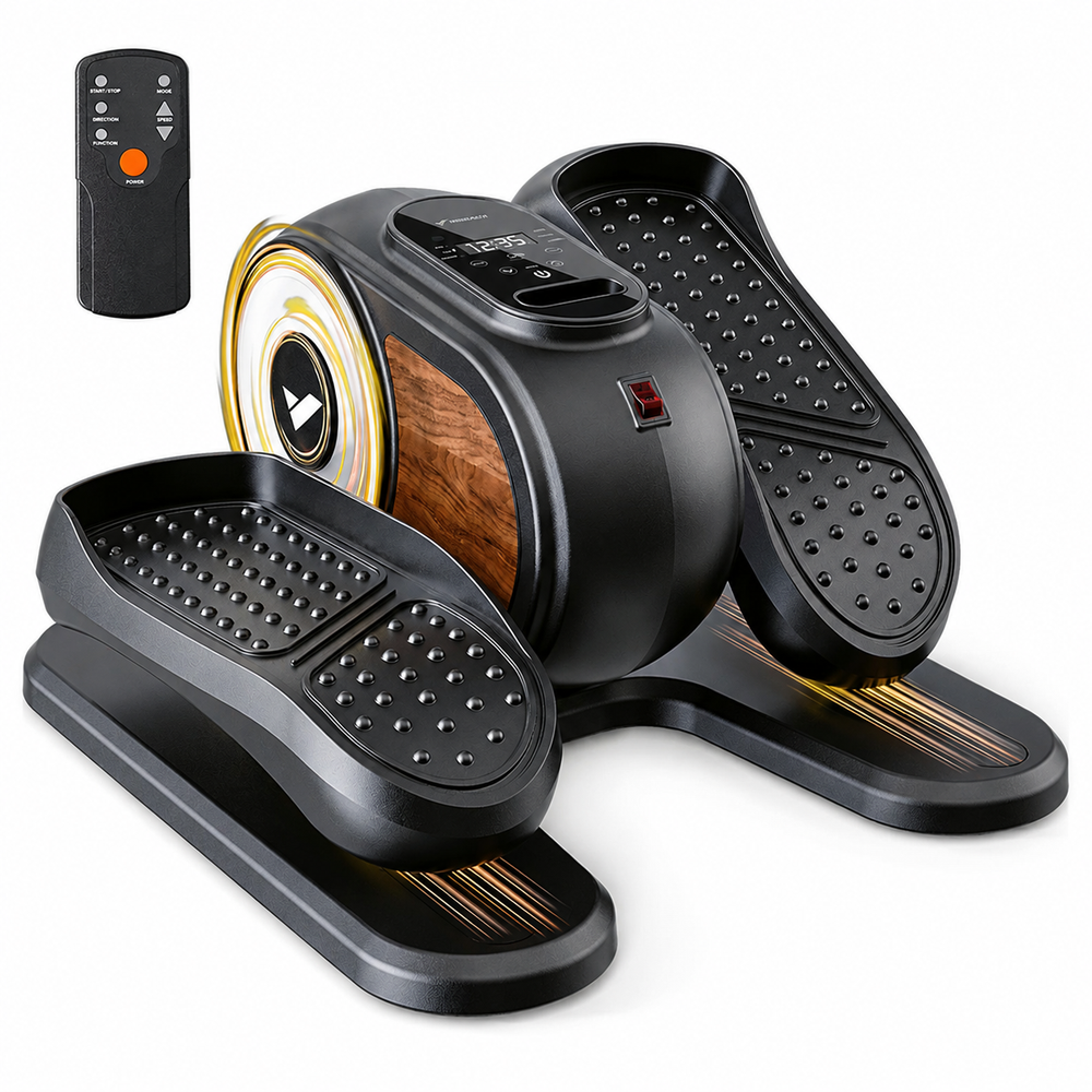 Premium Under Desk Elliptical Machine Electric Seated Pedal Exerciser Quiet Mini Elliptical Trainer 12 Speed LCD Display Remote Control Home Office Fitness