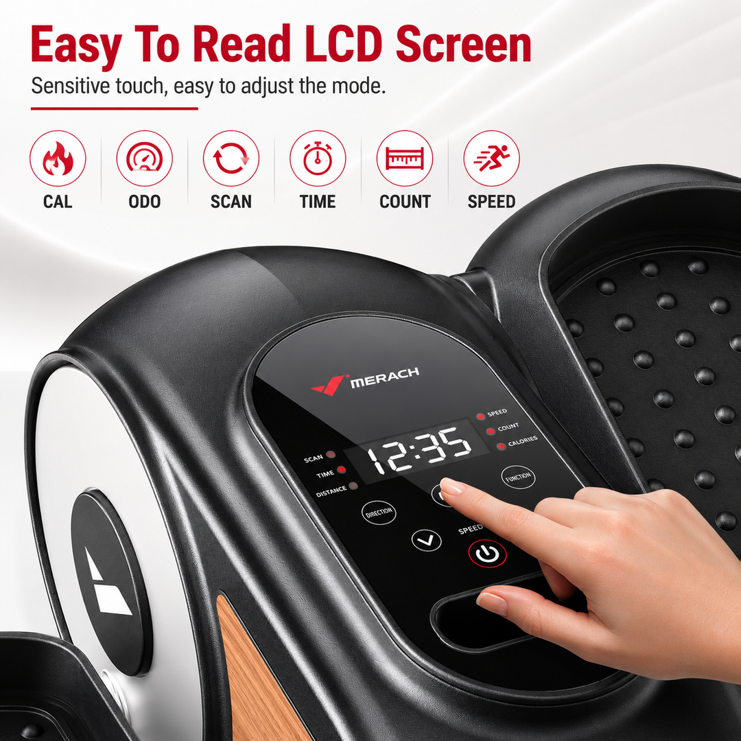 Premium Under Desk Elliptical Machine Electric Seated Pedal Exerciser Quiet Mini Elliptical Trainer 12 Speed LCD Display Remote Control Home Office Fitness