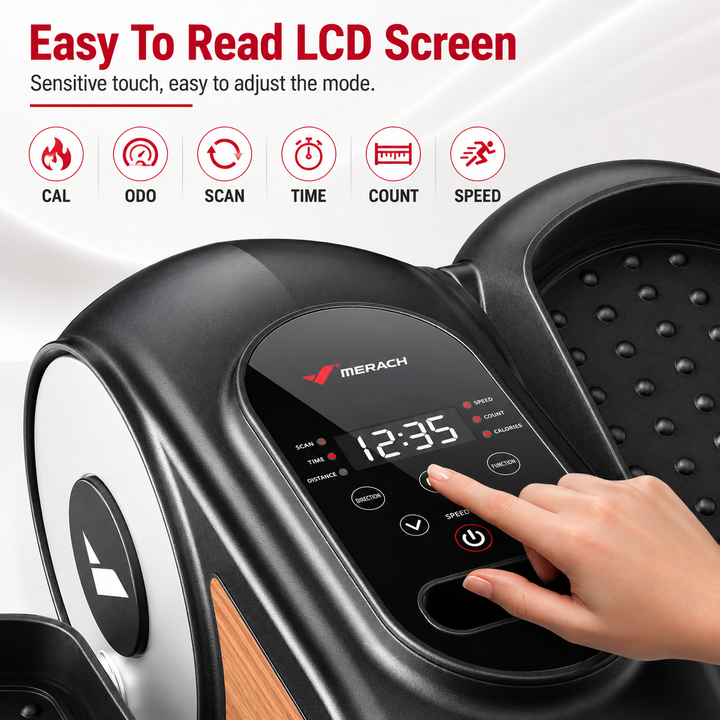 Premium Under Desk Elliptical Machine Electric Seated Pedal Exerciser Quiet Mini Elliptical Trainer 12 Speed LCD Display Remote Control Home Office Fitness