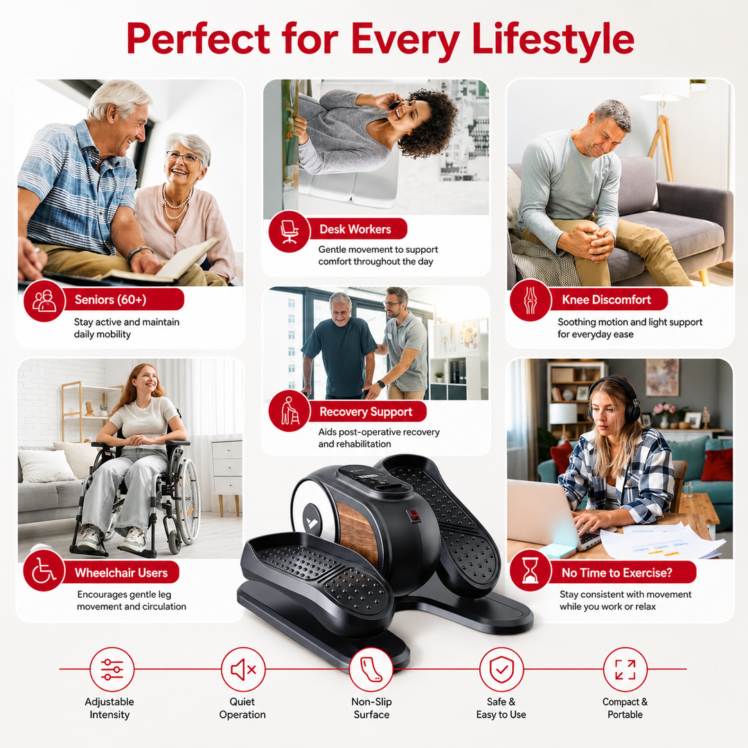 Premium Under Desk Elliptical Machine Electric Seated Pedal Exerciser Quiet Mini Elliptical Trainer 12 Speed LCD Display Remote Control Home Office Fitness