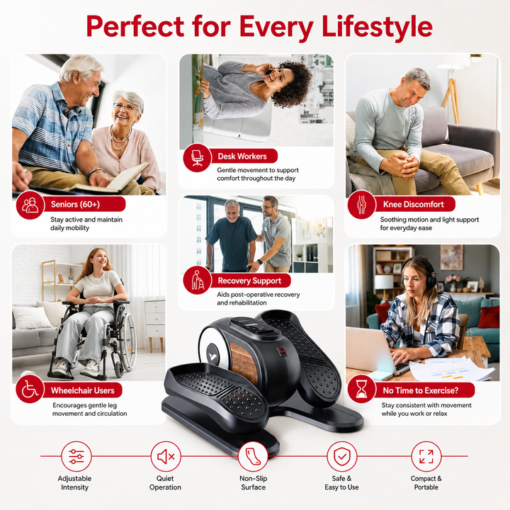 Premium Under Desk Elliptical Machine Electric Seated Pedal Exerciser Quiet Mini Elliptical Trainer 12 Speed LCD Display Remote Control Home Office Fitness