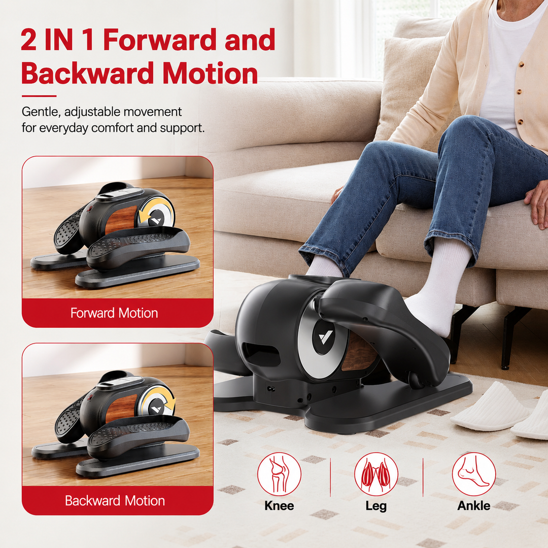 Premium Under Desk Elliptical Machine Electric Seated Pedal Exerciser Quiet Mini Elliptical Trainer 12 Speed LCD Display Remote Control Home Office Fitness