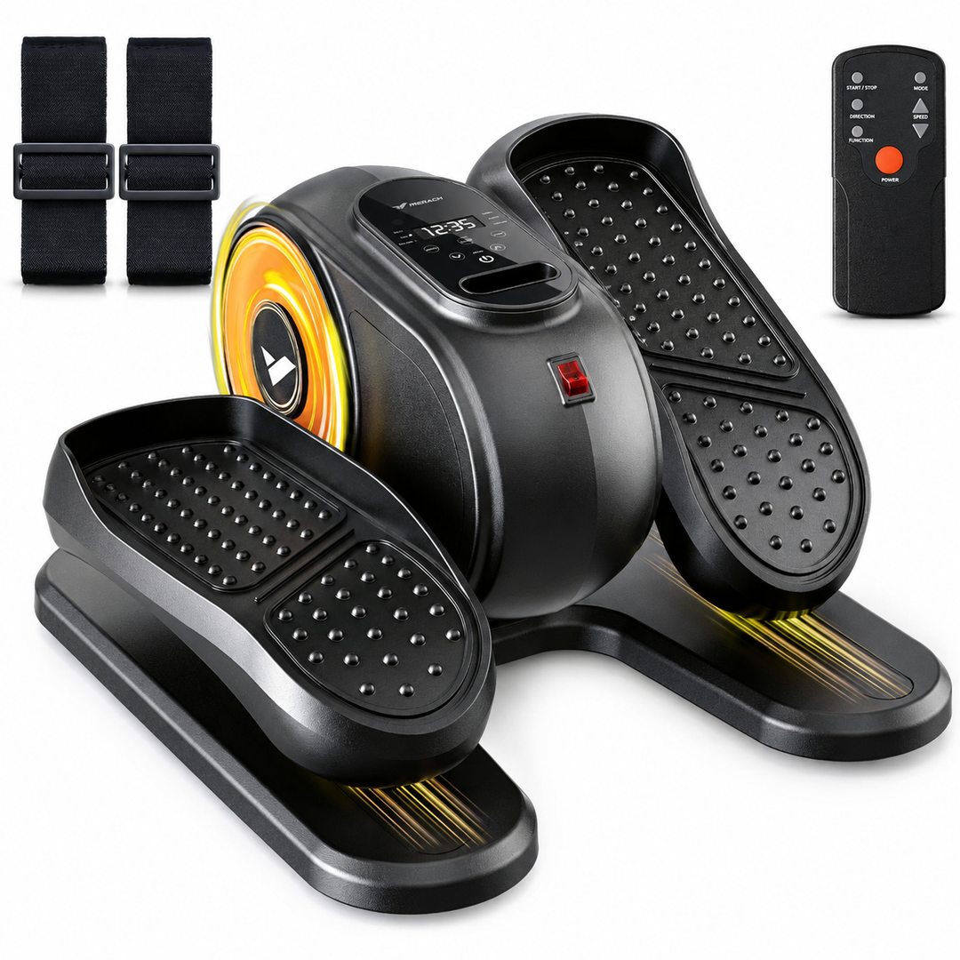 Premium Under Desk Elliptical Machine Electric Seated Pedal Exerciser Quiet Mini Elliptical Trainer 12 Speed LCD Display Remote Control Home Office Fitness