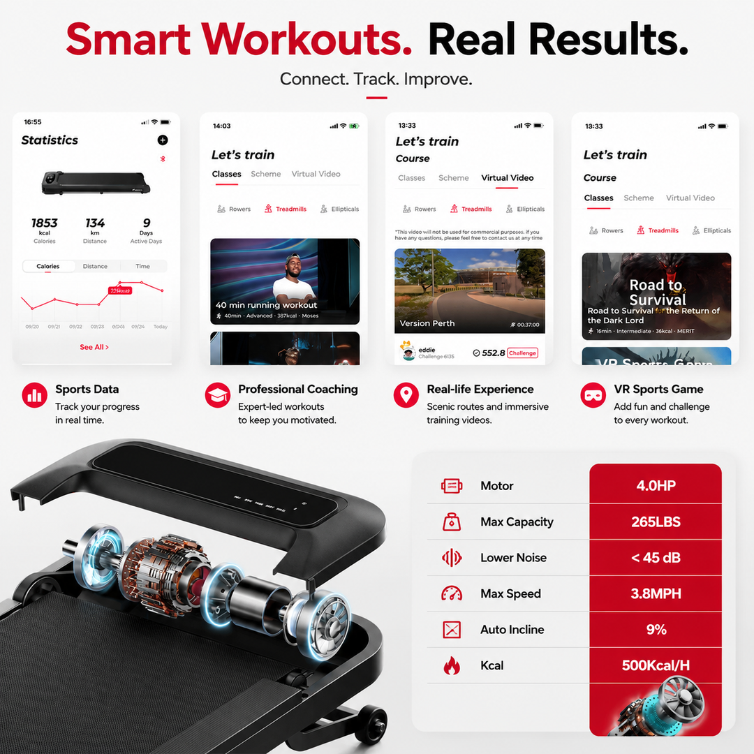 Premium Under Desk Walking Pad Treadmill 2.5HP Quiet Motor 9% Incline Bluetooth App Foldable Compact Home Office Fitness Treadmill Walking Machine