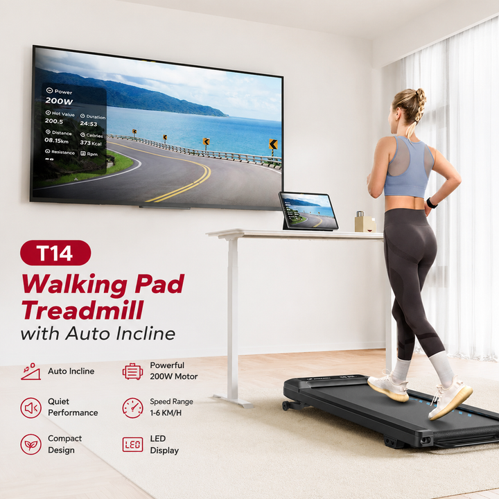 Premium Under Desk Walking Pad Treadmill 2.5HP Quiet Motor 9% Incline Bluetooth App Foldable Compact Home Office Fitness Treadmill Walking Machine