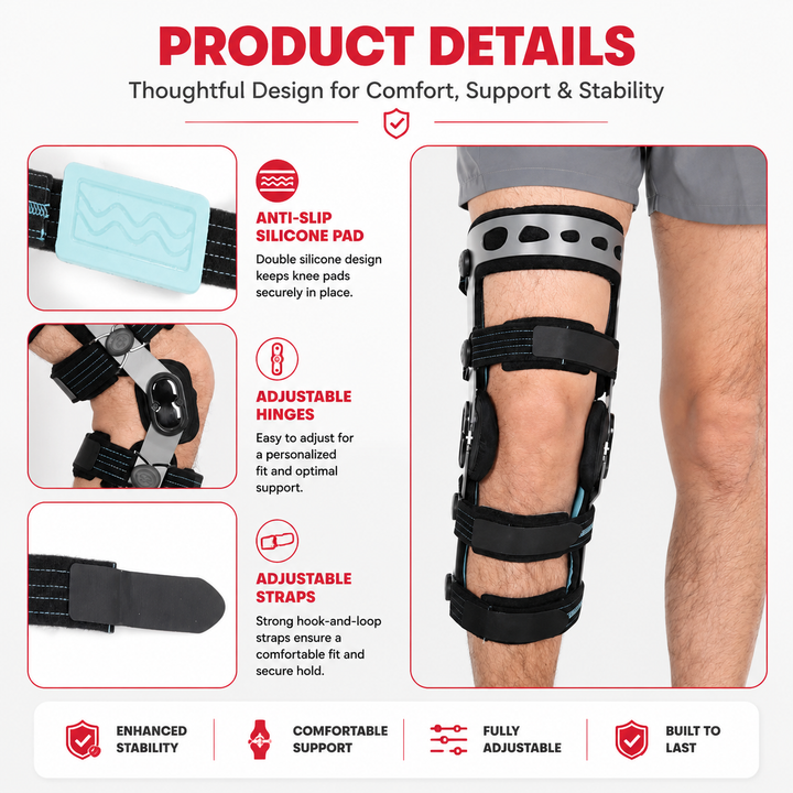Premium Unloader Knee Brace Arthritis Pain Relief Osteoarthritis Support Adjustable ROM Stabilizer Post Surgery Knee Support Brace One Size FDA