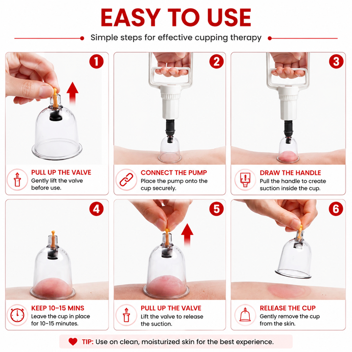 Premium Vacuum Cupping Set Suction Cups Hand Pump Plastic Cups Massage Kit Portable Body Therapy Cups Home Clinic Daily Use Comfort Device