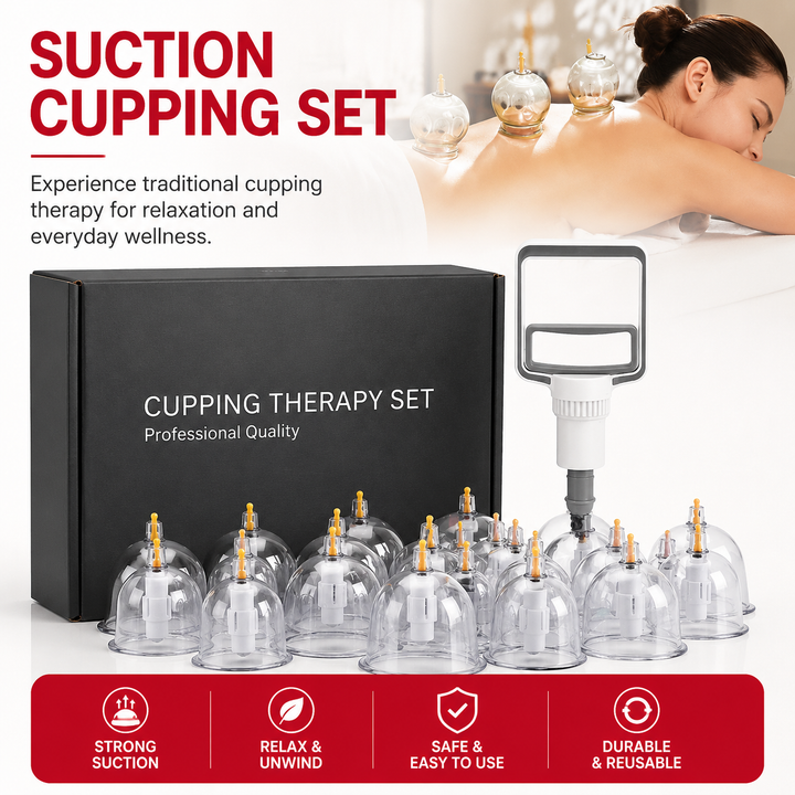 Premium Vacuum Cupping Set Suction Cups Hand Pump Plastic Cups Massage Kit Portable Body Therapy Cups Home Clinic Daily Use Comfort Device