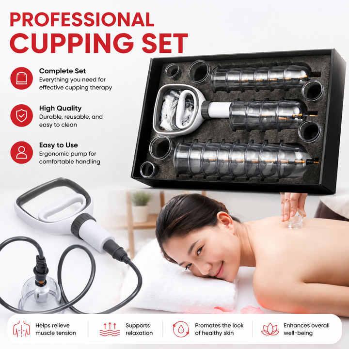 Premium Vacuum Cupping Set Suction Cups Hand Pump Plastic Cups Massage Kit Portable Body Therapy Cups Home Clinic Daily Use Comfort Device