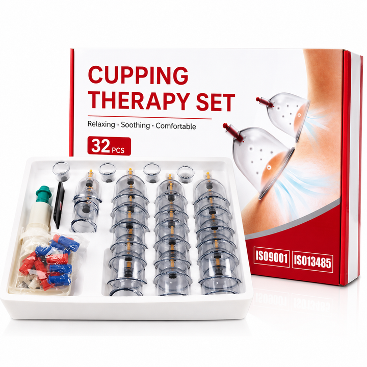 Premium Vacuum Cupping Set Suction Cups Hand Pump Plastic Cups Massage Kit Portable Body Therapy Cups Home Clinic Daily Use Comfort Device