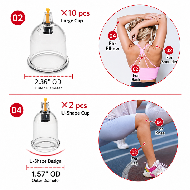 Premium Vacuum Cupping Set Suction Cups Hand Pump Plastic Cups Massage Kit Portable Body Therapy Cups Home Clinic Daily Use Comfort Device