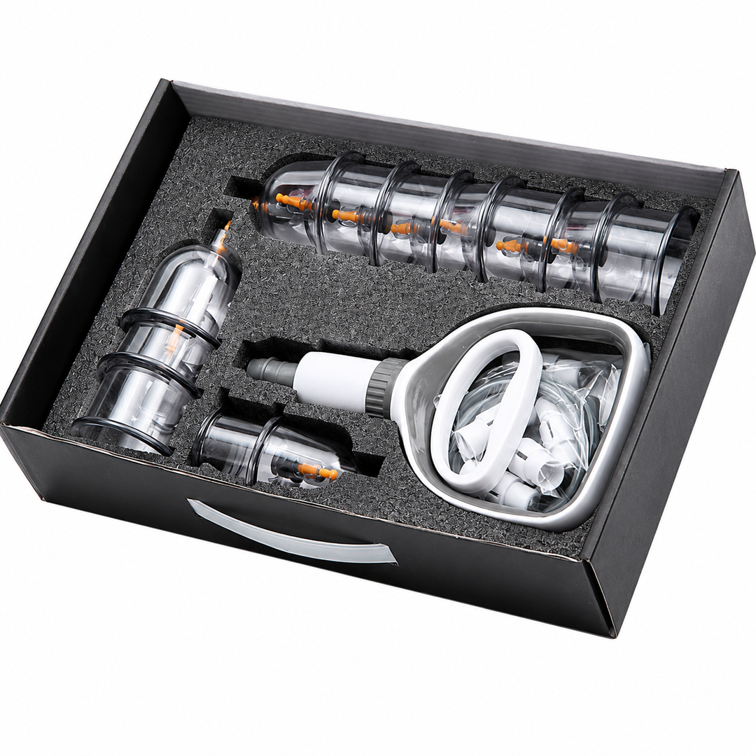 Premium Vacuum Cupping Set Suction Cups Hand Pump Plastic Cups Massage Kit Portable Body Therapy Cups Home Clinic Daily Use Comfort Device