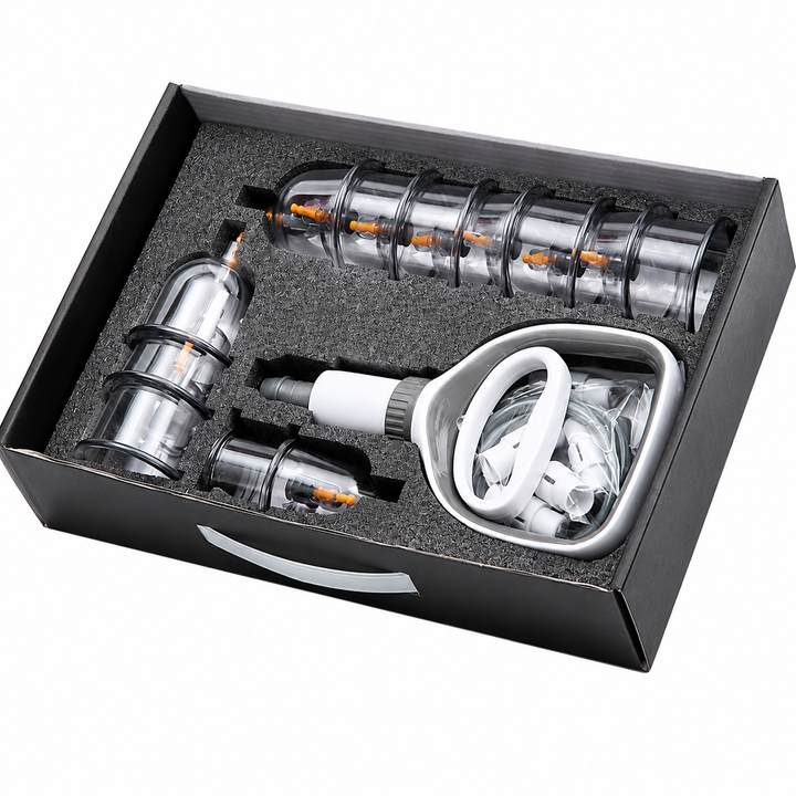 Premium Vacuum Cupping Set Suction Cups Hand Pump Plastic Cups Massage Kit Portable Body Therapy Cups Home Clinic Daily Use Comfort Device