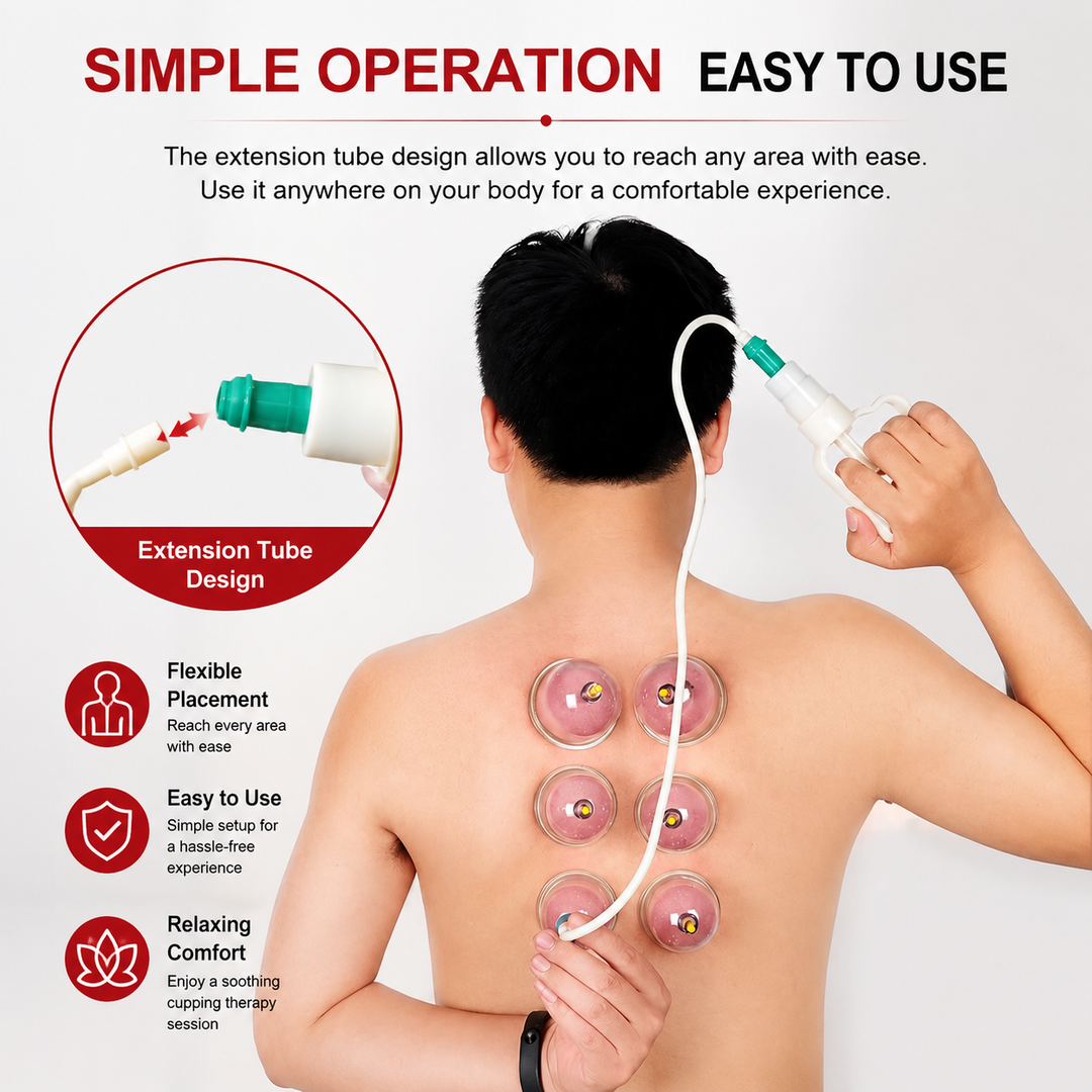 Premium Vacuum Cupping Set Suction Cups Hand Pump Plastic Cups Massage Kit Portable Body Therapy Cups Home Clinic Daily Use Comfort Device