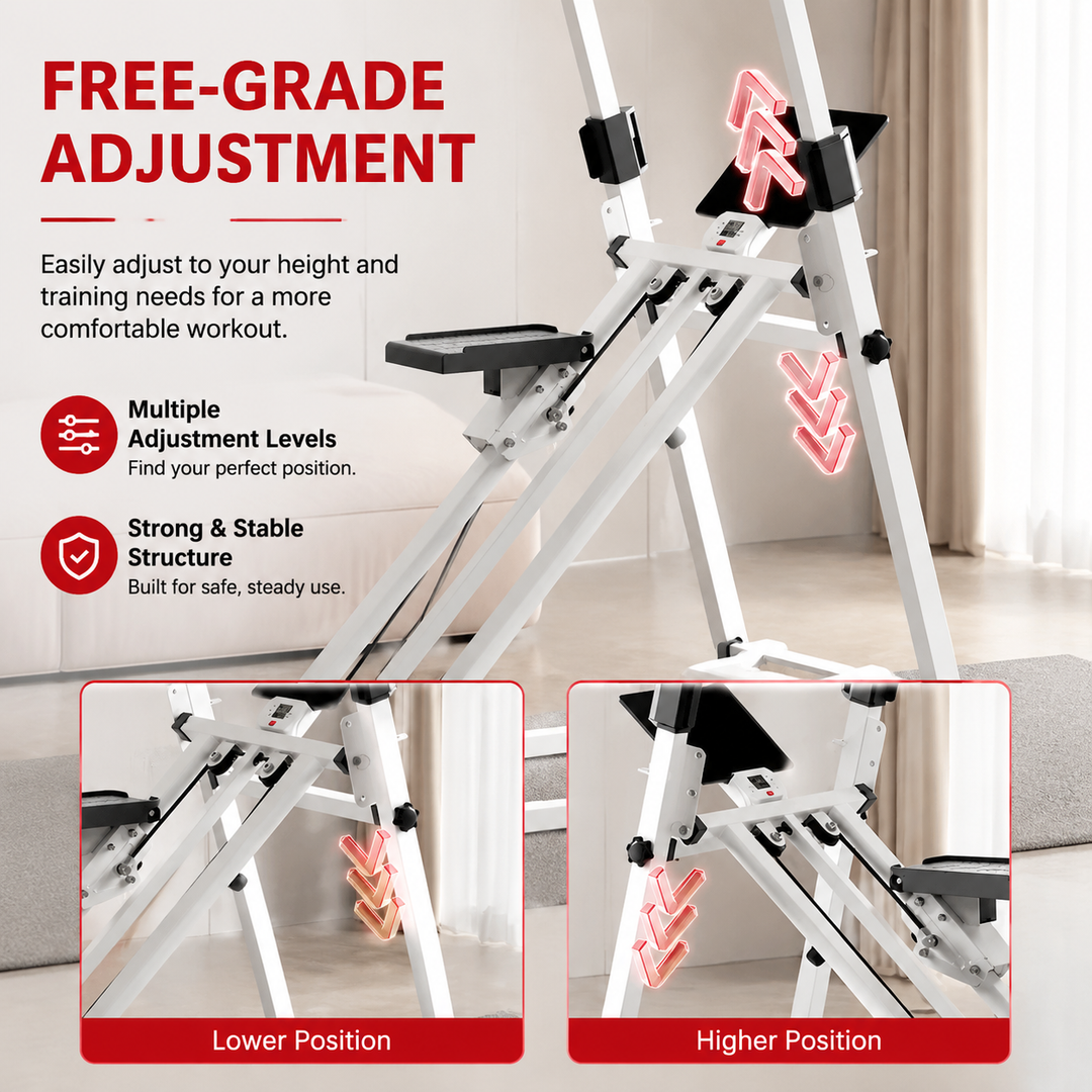 Premium Vertical Climber Machine Foldable Home Cardio Strength Training Climbing Exercise Equipment Adjustable Resistance 300 lb Capacity Steel Frame