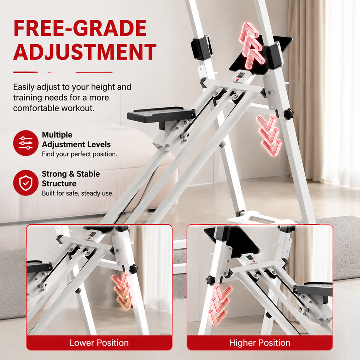 Premium Vertical Climber Machine Foldable Home Cardio Strength Training Climbing Exercise Equipment Adjustable Resistance 300 lb Capacity Steel Frame