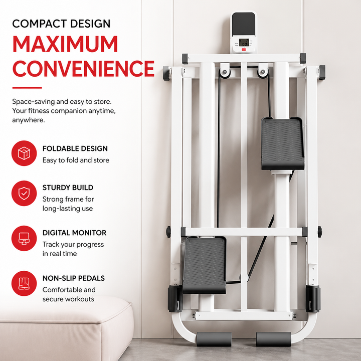 Premium Vertical Climber Machine Foldable Home Cardio Strength Training Climbing Exercise Equipment Adjustable Resistance 300 lb Capacity Steel Frame