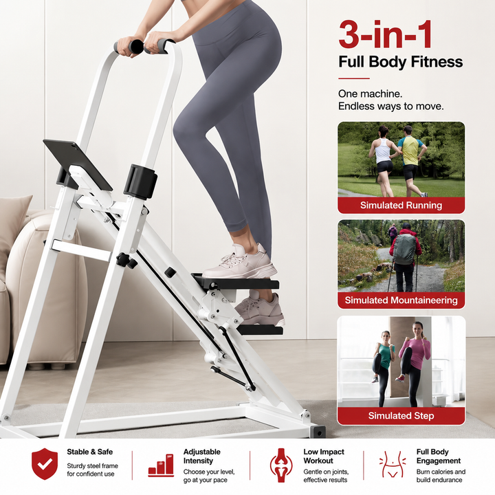 Premium Vertical Climber Machine Foldable Home Cardio Strength Training Climbing Exercise Equipment Adjustable Resistance 300 lb Capacity Steel Frame