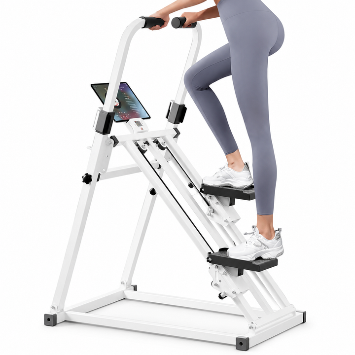 Premium Vertical Climber Machine Foldable Home Cardio Strength Training Climbing Exercise Equipment Adjustable Resistance 300 lb Capacity Steel Frame