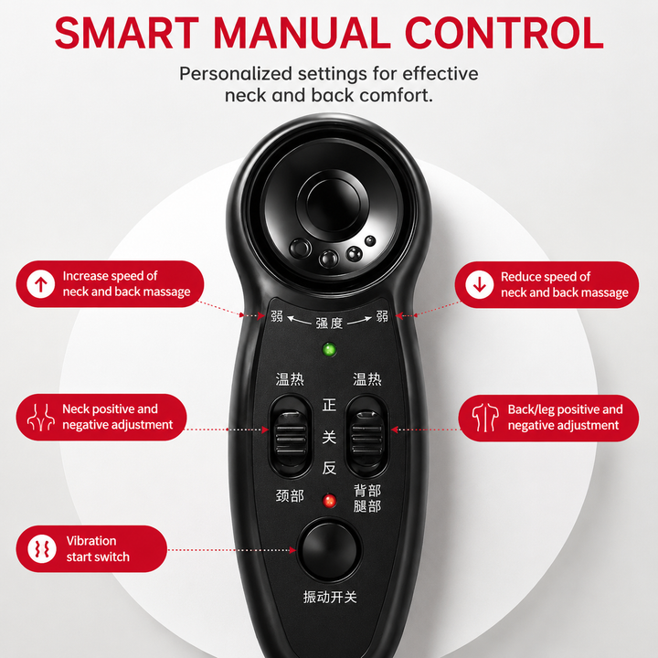 Premium Vibrating Massage Chair Cushion Heated Neck Back Muscle Massager Remote Control Electric Seat Pad Fatigue Relief Home Office Use Gift
