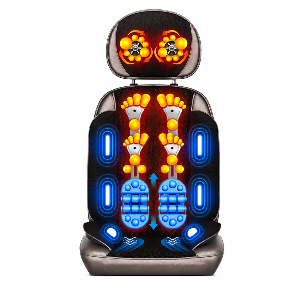 Premium Vibrating Massage Chair Cushion Heated Neck Back Muscle Massager Remote Control Electric Seat Pad Fatigue Relief Home Office Use Gift