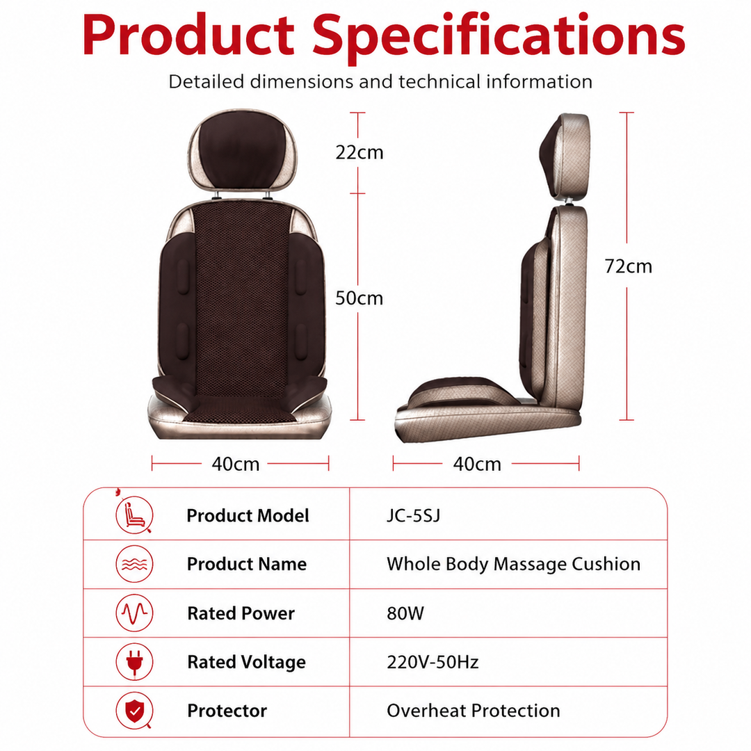 Premium Vibrating Massage Chair Cushion Heated Neck Back Muscle Massager Remote Control Electric Seat Pad Fatigue Relief Home Office Use Gift