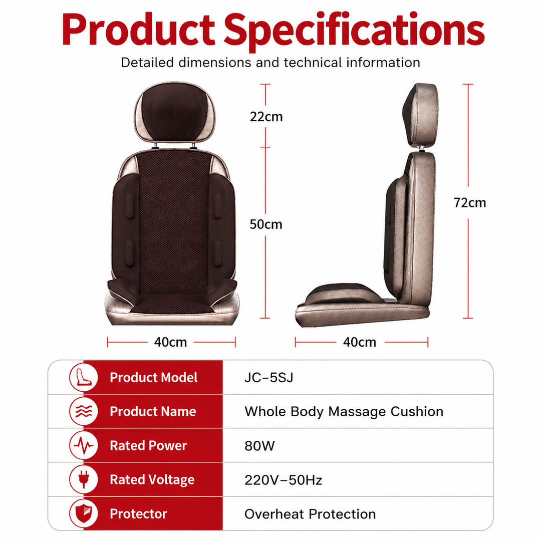 Premium Vibrating Massage Chair Pad Heated Neck Back Cushion Remote Control Vibration Massager Heat Therapy Seat Pad for Home Office Travel Use