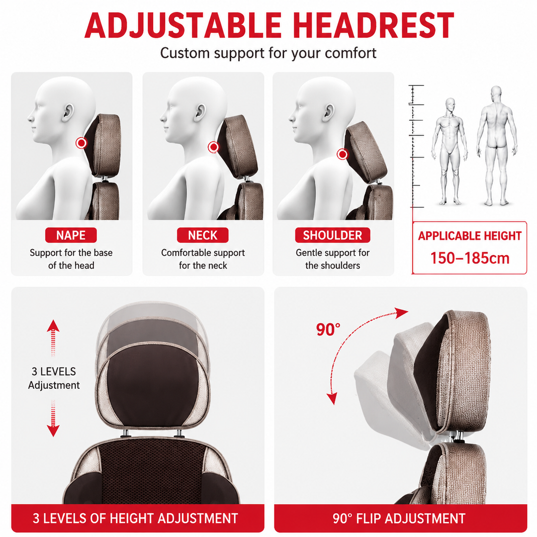 Premium Vibrating Massage Chair Pad Heated Neck Back Cushion Remote Control Vibration Massager Heat Therapy Seat Pad for Home Office Travel Use