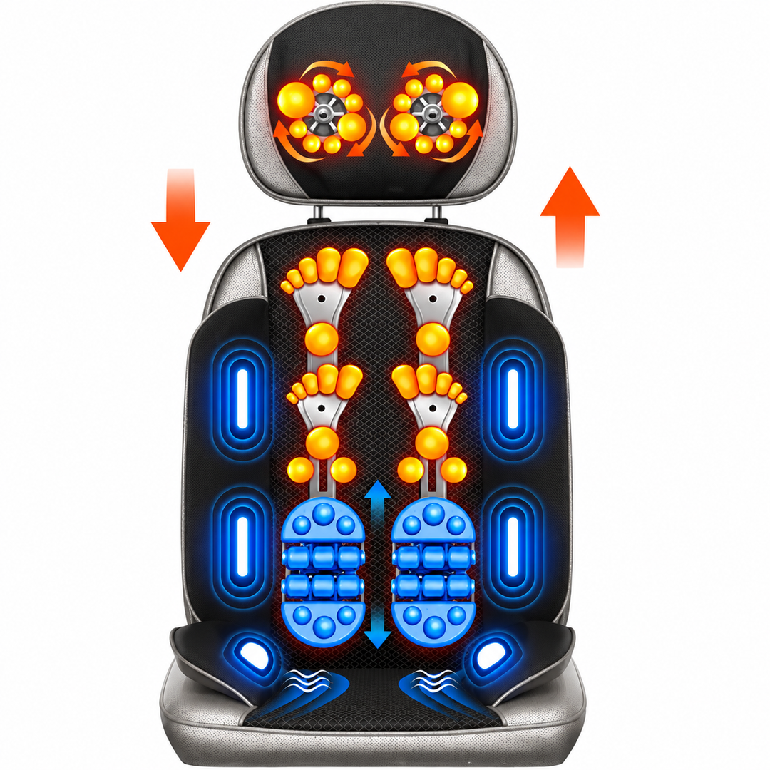 Premium Vibrating Massage Chair Pad Heated Neck Back Cushion Remote Control Vibration Massager Heat Therapy Seat Pad for Home Office Travel Use