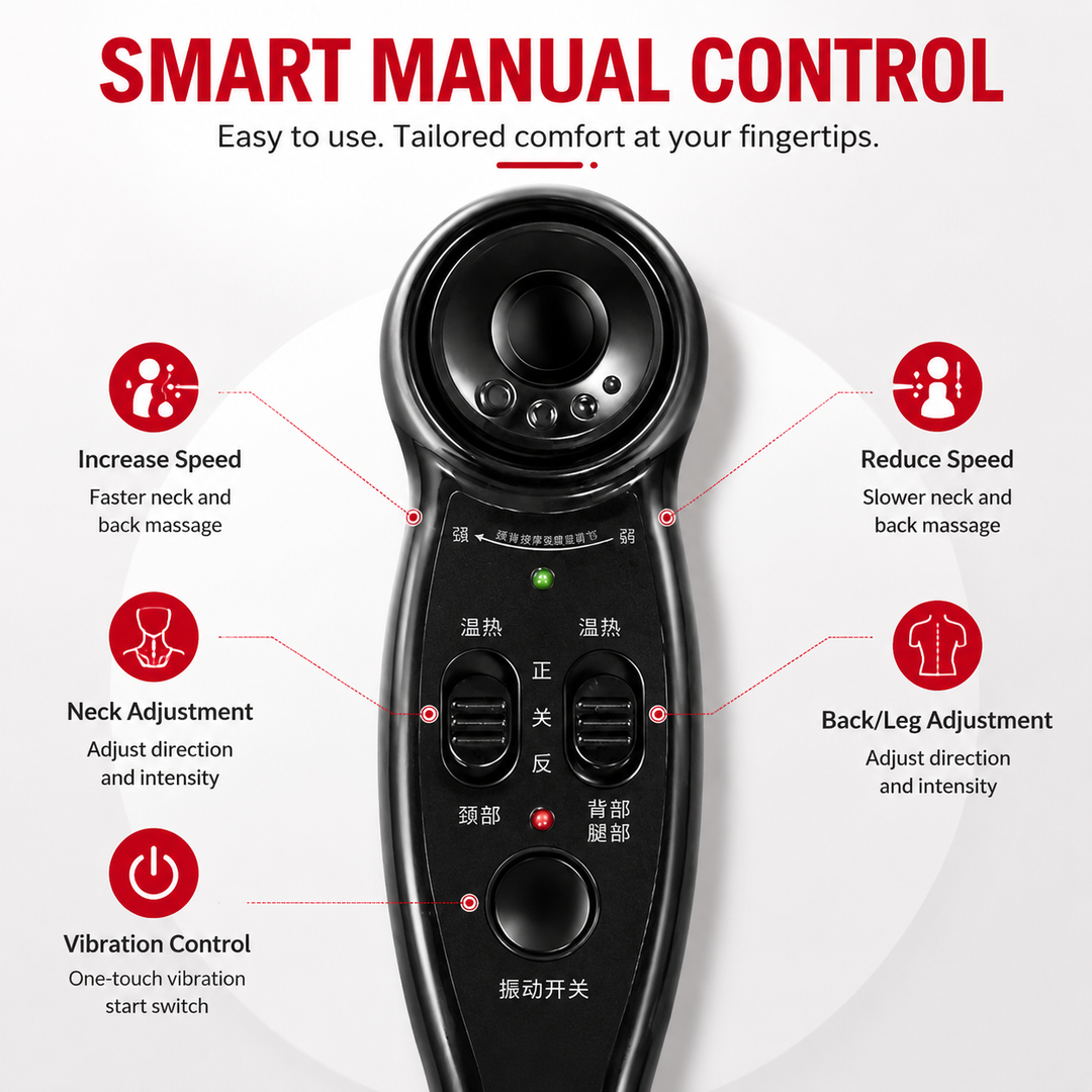 Premium Vibrating Massage Chair Pad Heated Neck Back Cushion Remote Control Vibration Massager Heat Therapy Seat Pad for Home Office Travel Use
