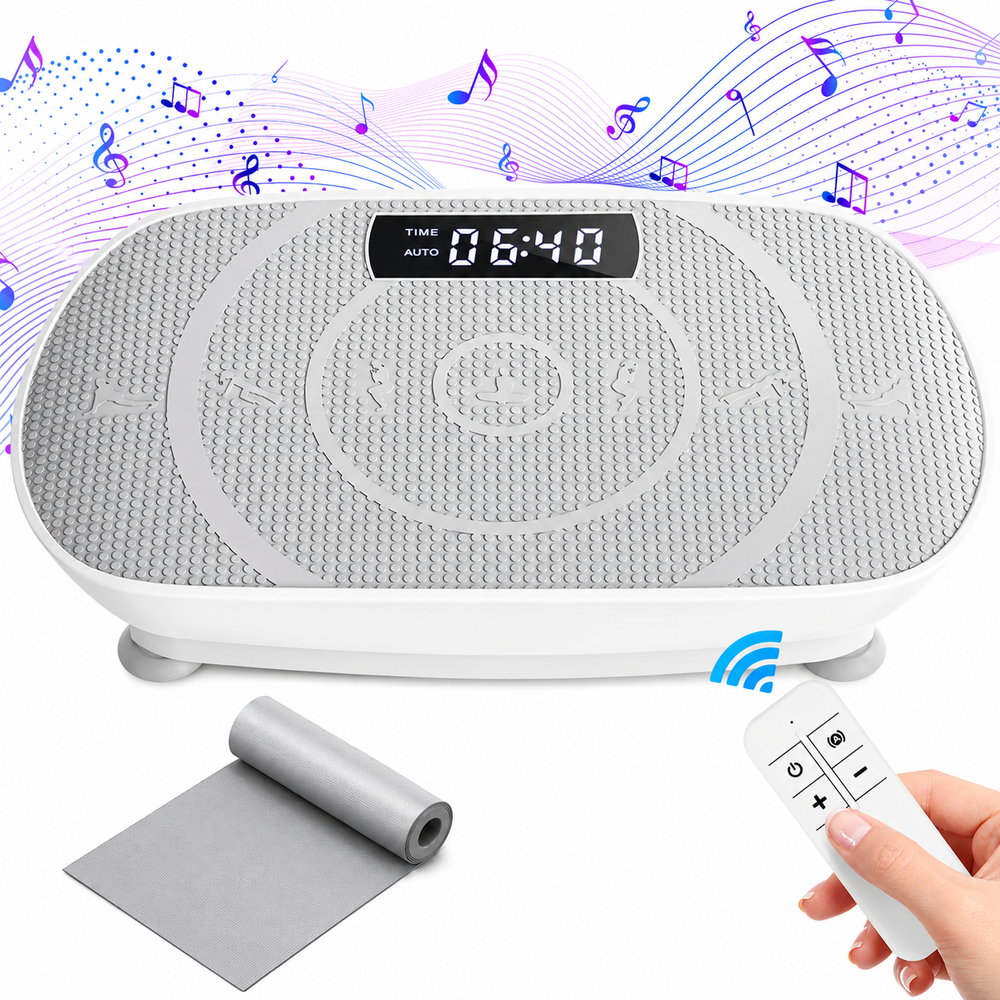 Premium Vibration Plate Exercise Machine 10 Speed Whole Body Workout Platform with Resistance Bands Remote Control Fat Burning Muscle Toning Circulation Booster Home Fitness Machine