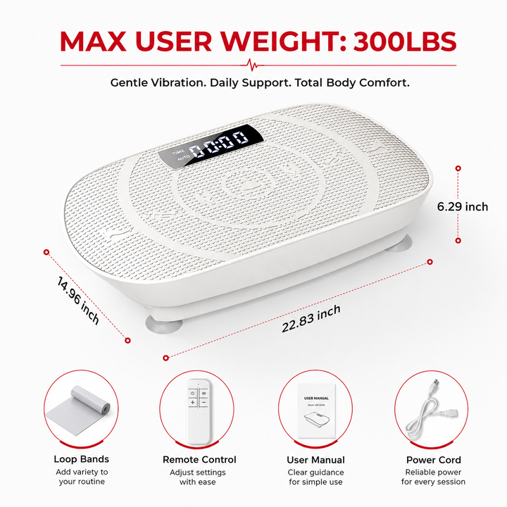 Premium Vibration Plate Exercise Machine 10 Speed Whole Body Workout Platform with Resistance Bands Remote Control Fat Burning Muscle Toning Circulation Booster Home Fitness Machine