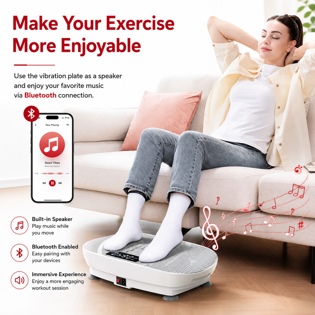 Premium Vibration Plate Exercise Machine 10 Speed Whole Body Workout Platform with Resistance Bands Remote Control Fat Burning Muscle Toning Circulation Booster Home Fitness Machine