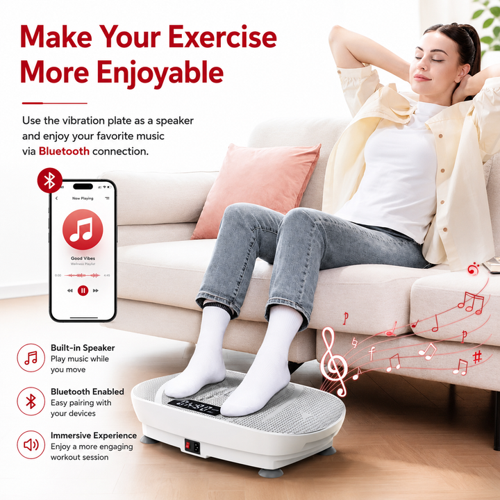 Premium Vibration Plate Exercise Machine 10 Speed Whole Body Workout Platform with Resistance Bands Remote Control Fat Burning Muscle Toning Circulation Booster Home Fitness Machine