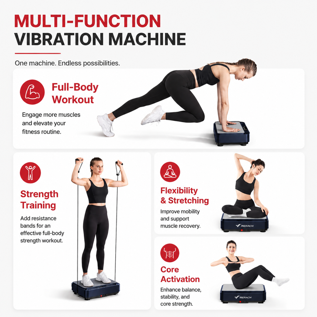 Premium Vibration Plate Exercise Machine 99 Speed Whole Body Workout Platform Lymphatic Drainage Fat Burning Pain Relief Home Fitness Machine with Bands and Remote Control