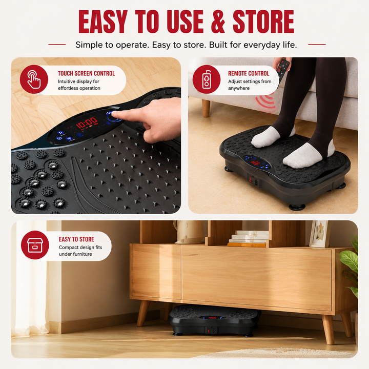 Premium Vibration Plate Exercise Machine Bluetooth Full Body Shaker Workout Platform Speed Programs Foot Massage Pedal Home Fitness Trainer