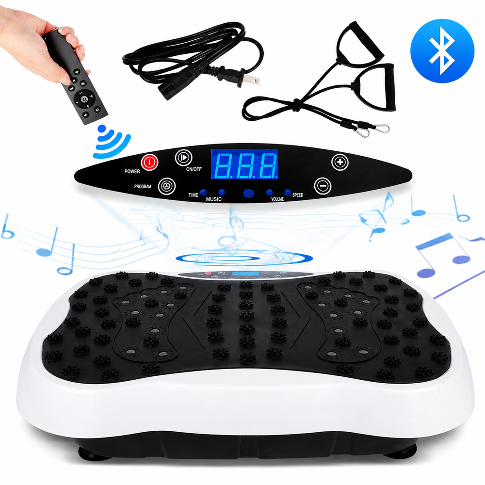 Premium Vibration Plate Exercise Machine Dual Motor Full Body Shaker 120 Speed Levels Resistance Bands Remote Control Home Fitness Platform