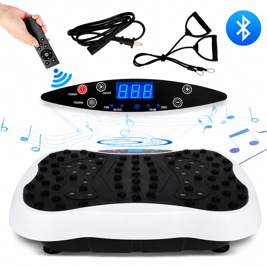 Premium Vibration Plate Exercise Machine Dual Motor Full Body Shaker 120 Speed Levels Resistance Bands Remote Control Home Fitness Platform
