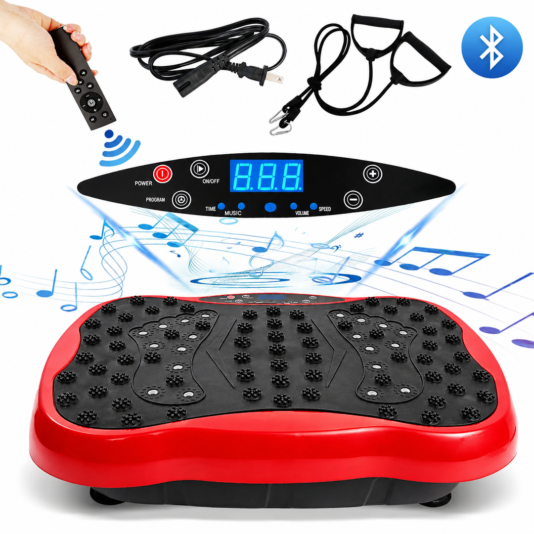Premium Vibration Plate Exercise Machine Dual Motor Full Body Shaker 120 Speed Levels Resistance Bands Remote Control Home Fitness Platform