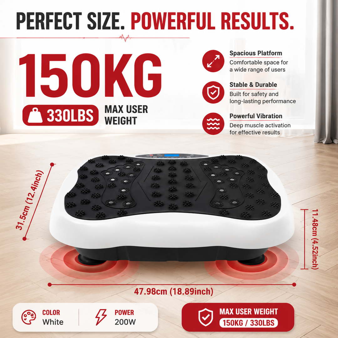 Premium Vibration Plate Exercise Machine Dual Motor Full Body Shaker 120 Speed Levels Resistance Bands Remote Control Home Fitness Platform