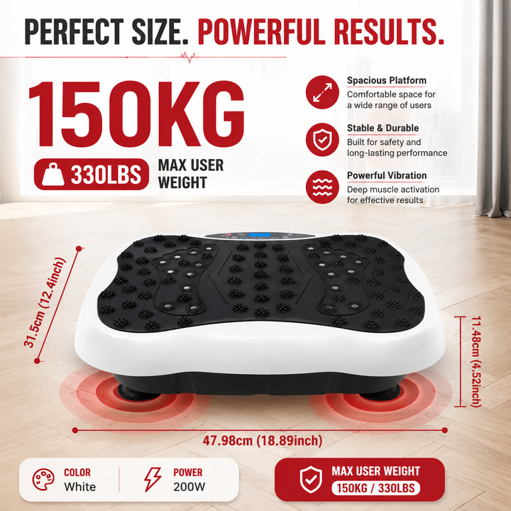 Premium Vibration Plate Exercise Machine Dual Motor Full Body Shaker 120 Speed Levels Resistance Bands Remote Control Home Fitness Platform