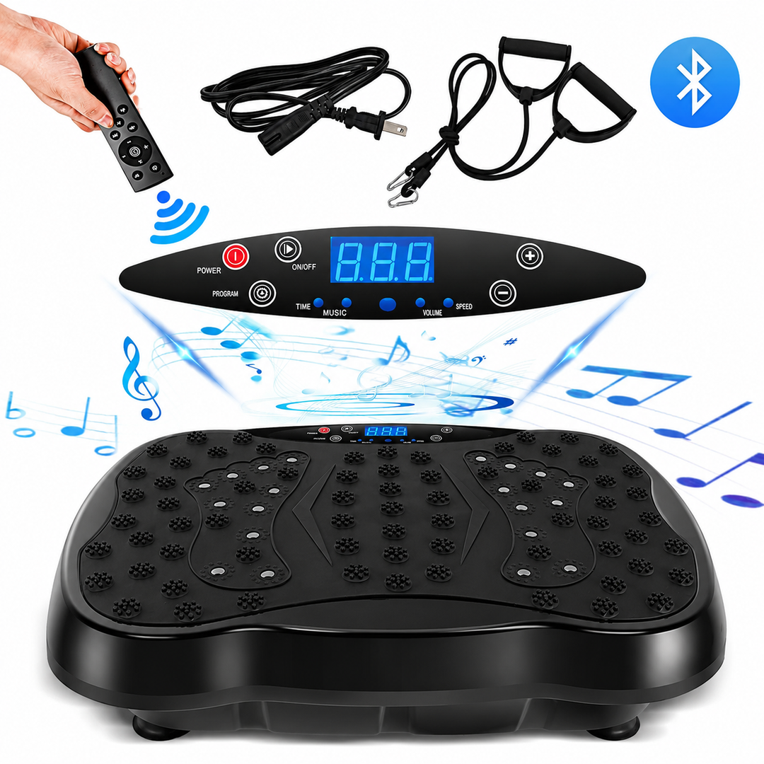 Premium Vibration Plate Exercise Machine Dual Motor Full Body Shaker 120 Speed Levels Resistance Bands Remote Control Home Fitness Platform