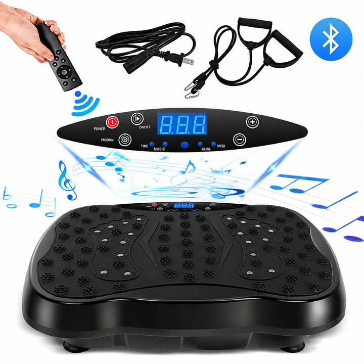 Premium Vibration Plate Exercise Machine Dual Motor Full Body Shaker 120 Speed Levels Resistance Bands Remote Control Home Fitness Platform