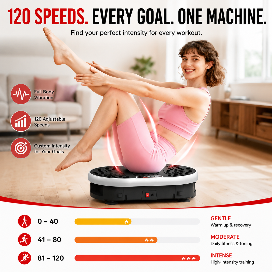 Premium Vibration Plate Exercise Machine Full Body Shaker 120 Speed Levels 9 Programs Remote Control 300 lb Capacity Home Fitness Platform