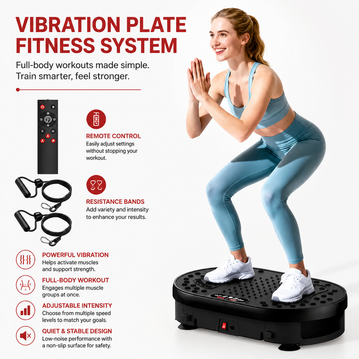 Premium Vibration Plate Exercise Machine Full Body Shaker 120 Speed Levels 9 Programs Remote Control 300 lb Capacity Home Fitness Platform