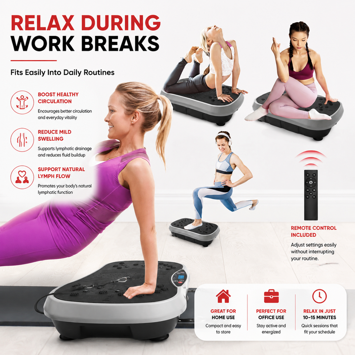 Premium Vibration Plate Exercise Machine Full Body Shaker 99 Speed Levels 5 Programs LCD Display Remote Control Home Fitness Platform