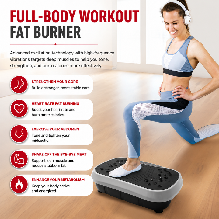 Premium Vibration Plate Exercise Machine Full Body Shaker 99 Speed Levels 5 Programs LCD Display Remote Control Home Fitness Platform