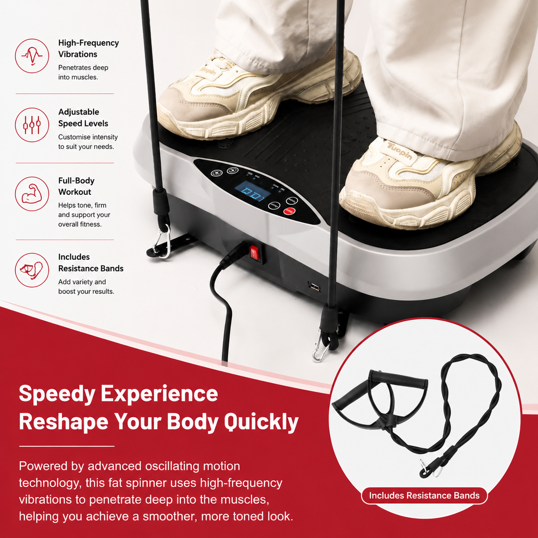 Premium Vibration Plate Exercise Machine Full Body Shaker 99 Speed Levels 5 Programs LCD Display Remote Control Home Fitness Platform